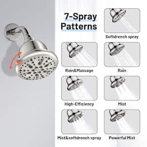 Rain 7-Spray Shower Head Kits Shower Faucet with Valve 1.8 GPM 5.1 in. Adjustable Filtered Shower Head in Brushed Nickel