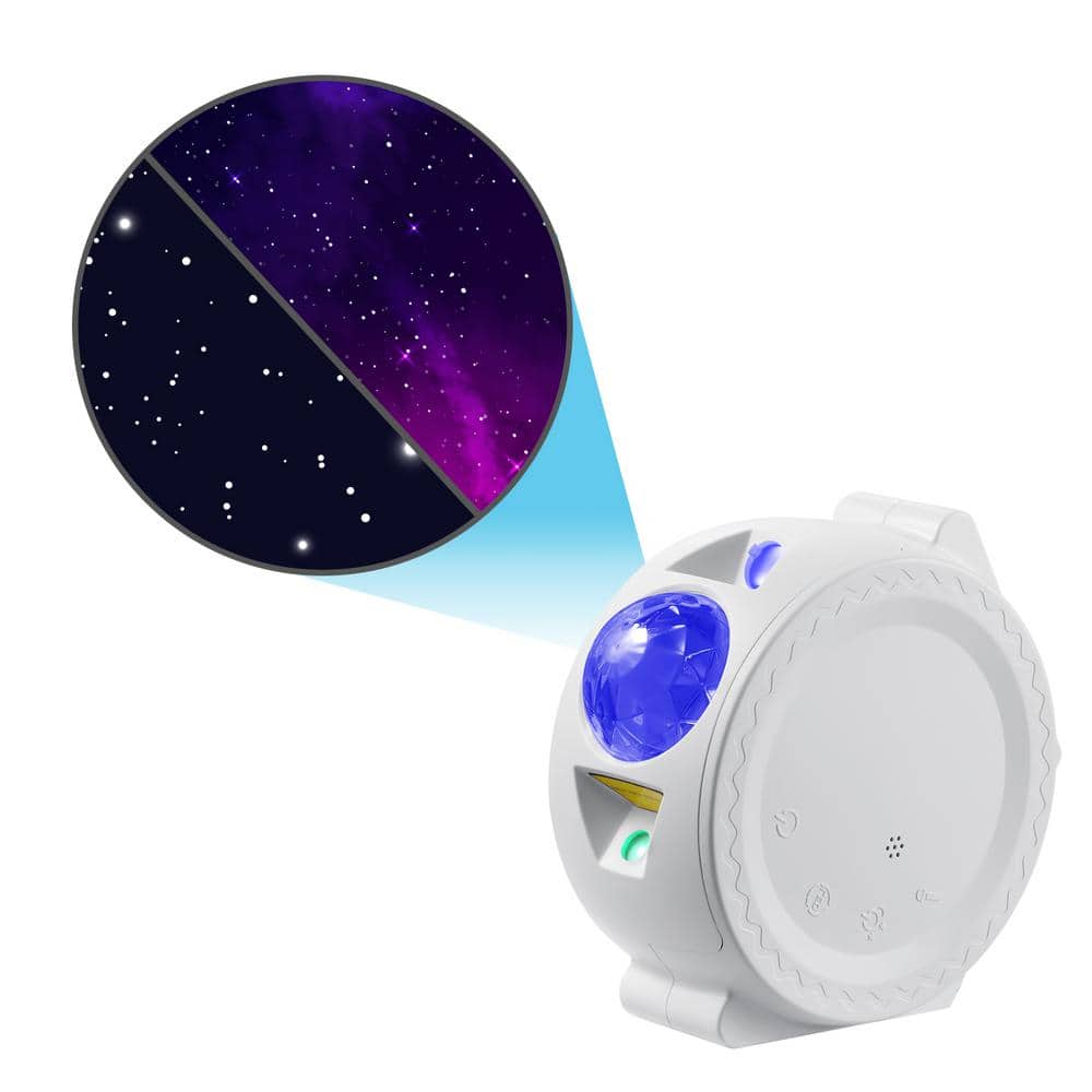 DARTWOOD Star Projector Starlight Sky Laser Projector with LED Nebula,  Stars, and Moon Reflection (White) StarProjectorWhtUS The Home Depot