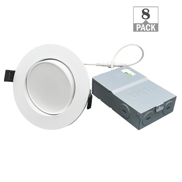 ETI LIGHTING Altair 4 in. Gimbal Canless Downlight Integrated Recessed Light Trim 650 Lumens 8-Watt 120 Volt Adjustable CCT (8-Pack)