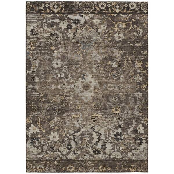 Chantille Machine Washable Indoor/Outdoor Abstract ACN3165 Chocolate 10 ft. x 14 ft. Area Rug