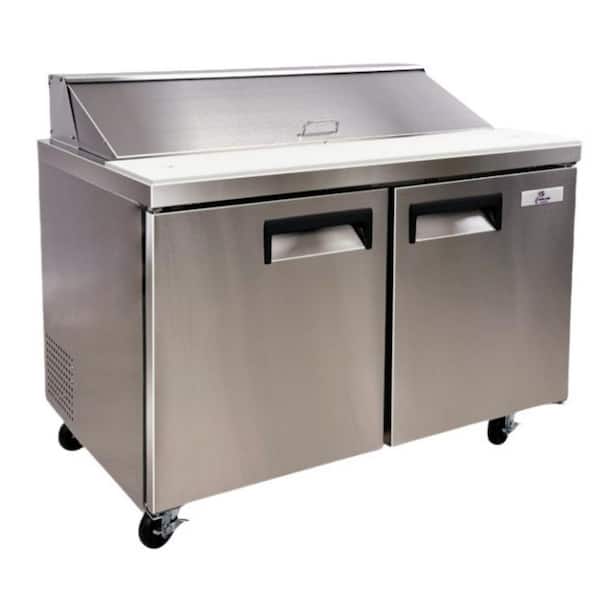 48 in.W 9.5 cu. ft. Prep Table Commercial Refrigerator in Stainless Steel
