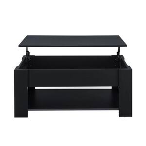 41 in. x 19.2 in. x 24.4 in. Black Rectangle MDF Top Coffee Table with Storage