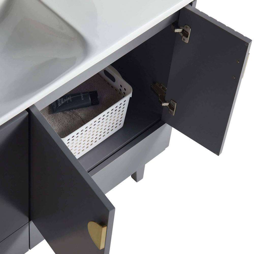 Venezian 48" Rock Gray Single Bathroom Vanity with Brass Handles