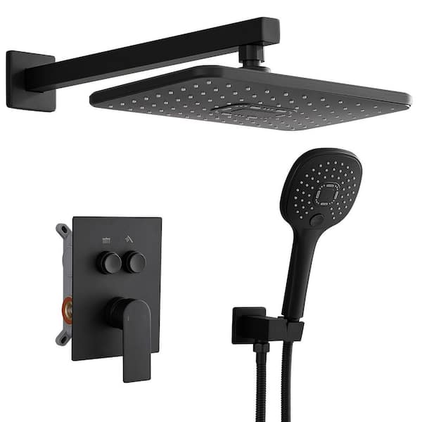 Single Handle 2-Spray Shower Faucet 2.5 Gpm with High Pressure in Matte Black