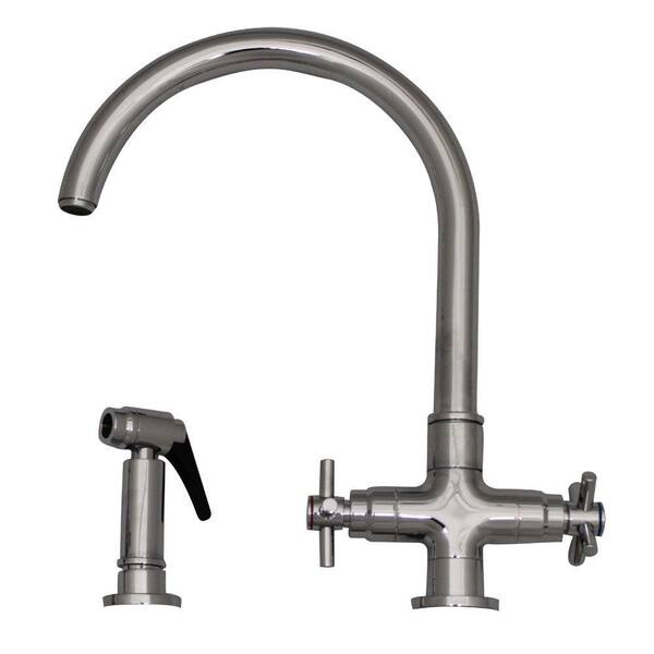 Whitehaus Collection 2-Handle Side Sprayer Kitchen Faucet in Polished Chrome