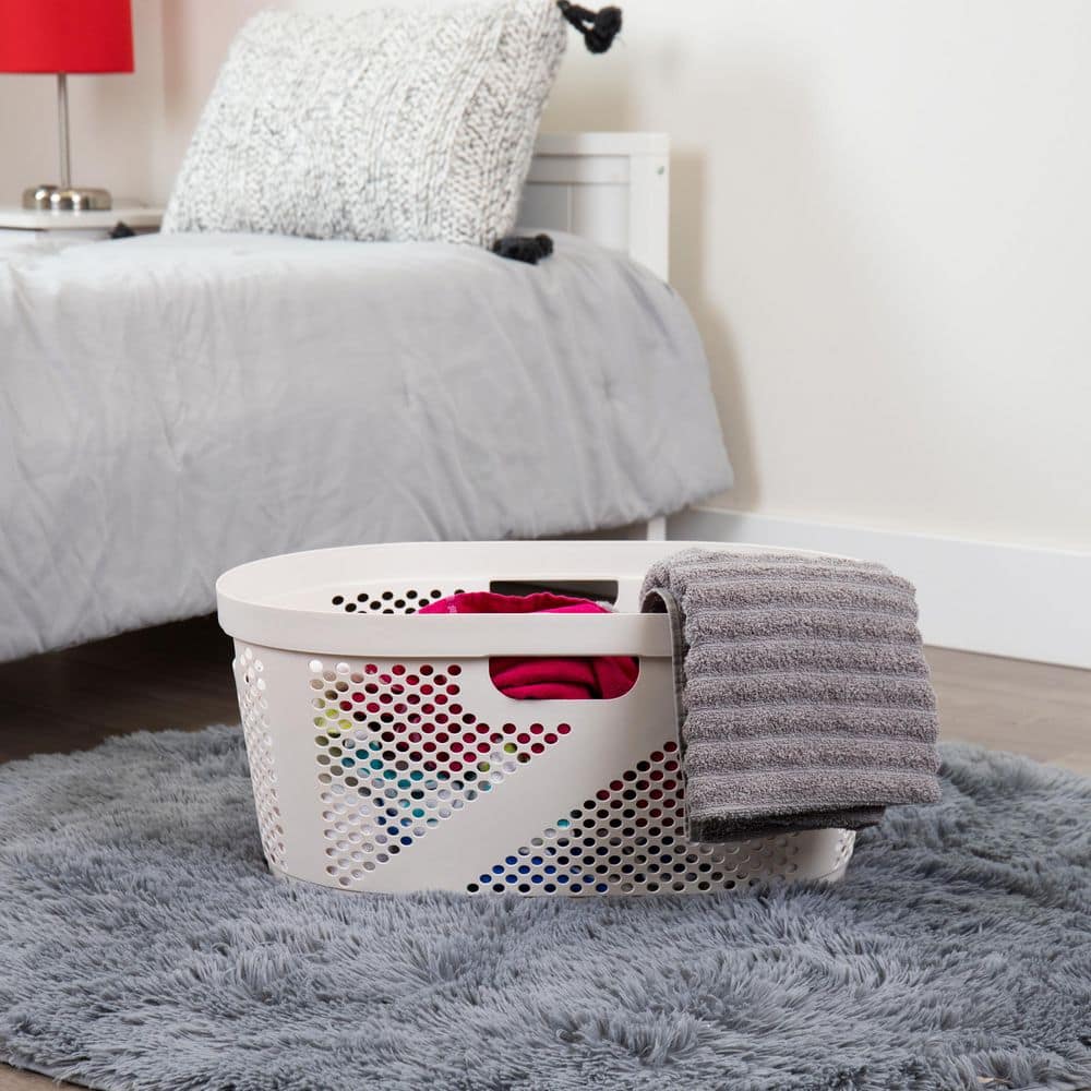 Ivory Plastic Ventilated Laundry Hampers, Set of 2