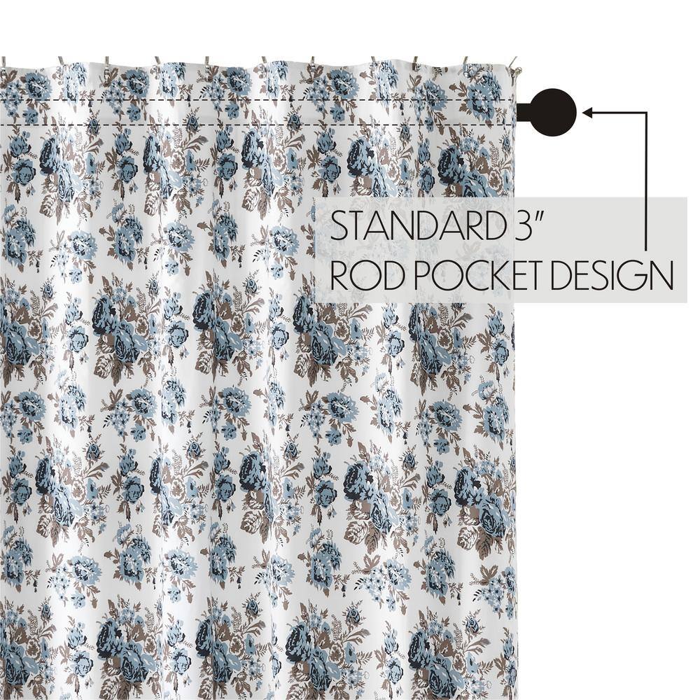 Annie Blue Floral Ruffled Cotton Shower Curtain 72x72