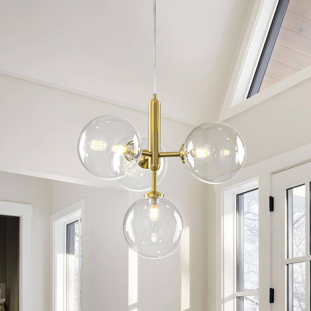Torbone 4-Light Gold Modern Satellite Clear Glass Globe Chandelier price history on PriceWatchPro
