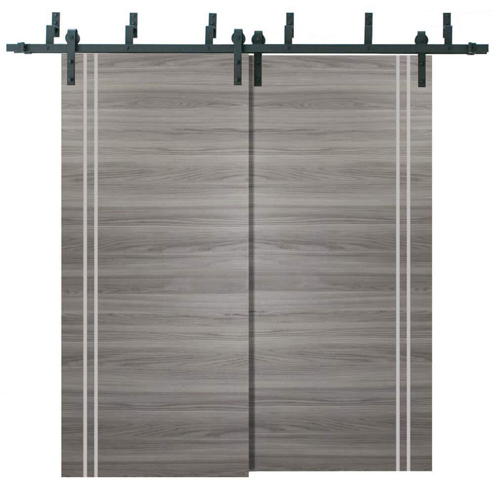 64 in. x 96 in. 2 Panel Ginger Ash Solid Wood with Honeycomb Sliding Barn Door with Hardware Kit price history on PriceWatchPro