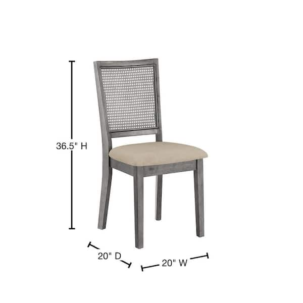 HomeSullivan Antique Grey Beige Linen Rattan Back Dining Chairs