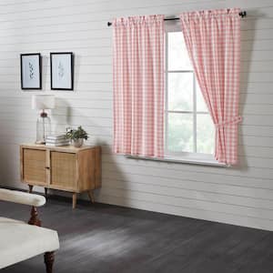 Annie Buffalo Check 36 in W x 63 in L Light Filtering Window Panel in Coral Soft White Pair