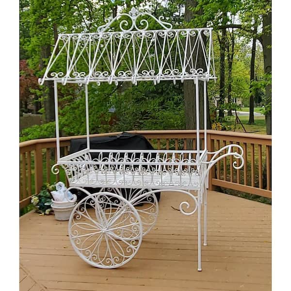 Zaer Ltd. International 7.9 ft. Tall Antique White Iron Flower