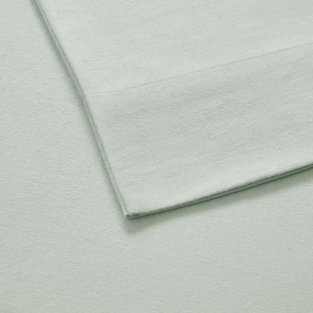 Seafoam Solid Queen Cotton Flannel 4-Piece Sheet Set
