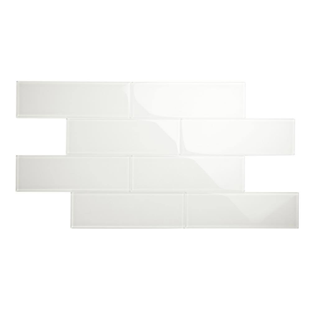 Giorbello Agreeable Gray 4 in. x 12 in. x 8mm Glass Subway Wall Tile (5 ...