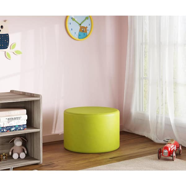 TOT MATE Versa Soft Seat Round Classroom Chair Modular Flexible Seating Vinyl Ottoman, 18 in. Height (Pistachio Green)