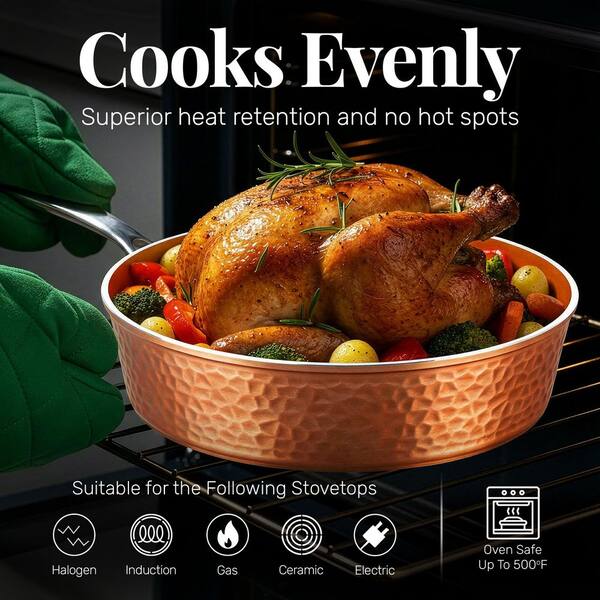 Gotham Steel Hammered Copper 8-Inch Frying Pan – Nonstick, Works On Electric & Gas Stoves