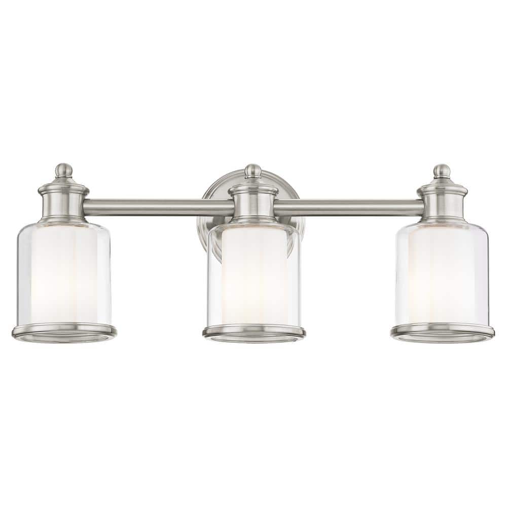 Bellington 23.5 in. 3-Light Brushed Nickel Vanity Light with Clear Outer Glass and Satin Opal Inner Glass price history on PriceWatchPro