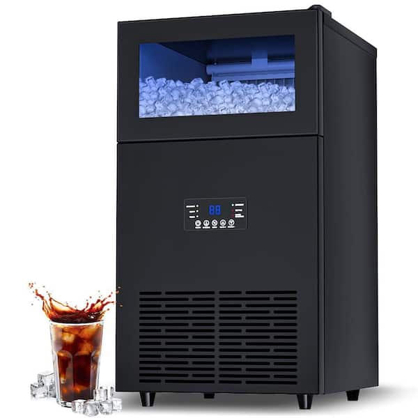15 in. 130 lb. Commercial Freestanding /Built-In Full Size Cubes Ice Maker in Black Stainless Steel with 35 lb. Storage