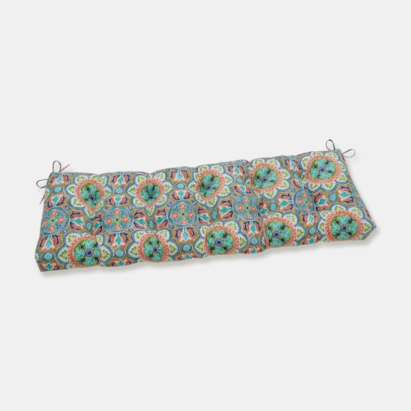 Pillow Perfect Novelty Rectangular Outdoor Bench Cushion in Blue