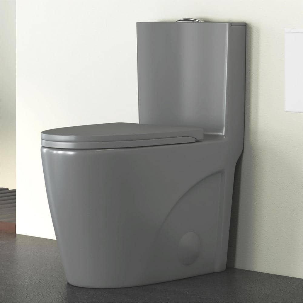 Reno Glacier Gray Elongated Dual Flush One-Piece Toilet