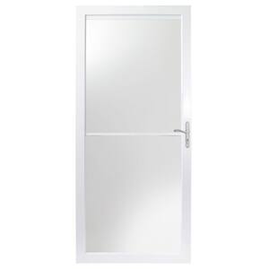 32 in. x 80 in. 2000 Series White Universal Self-Storing Aluminum Storm Door with Nickel Hardware