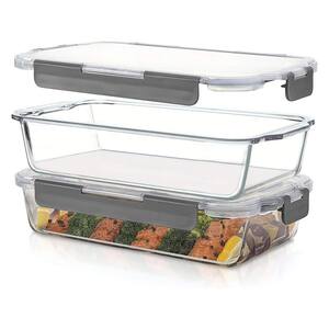 2.2 Liter Rectangle Superior Glass Casserole Dish Set with Locking Lid, 2-Pack