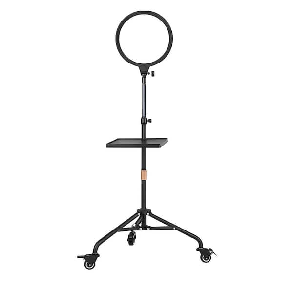 10 in. White Ring Light with 76 in. Movable Stand Flexible Arm 3000K-6500K Full-Screen Soft Fill Tray Wheels Straps