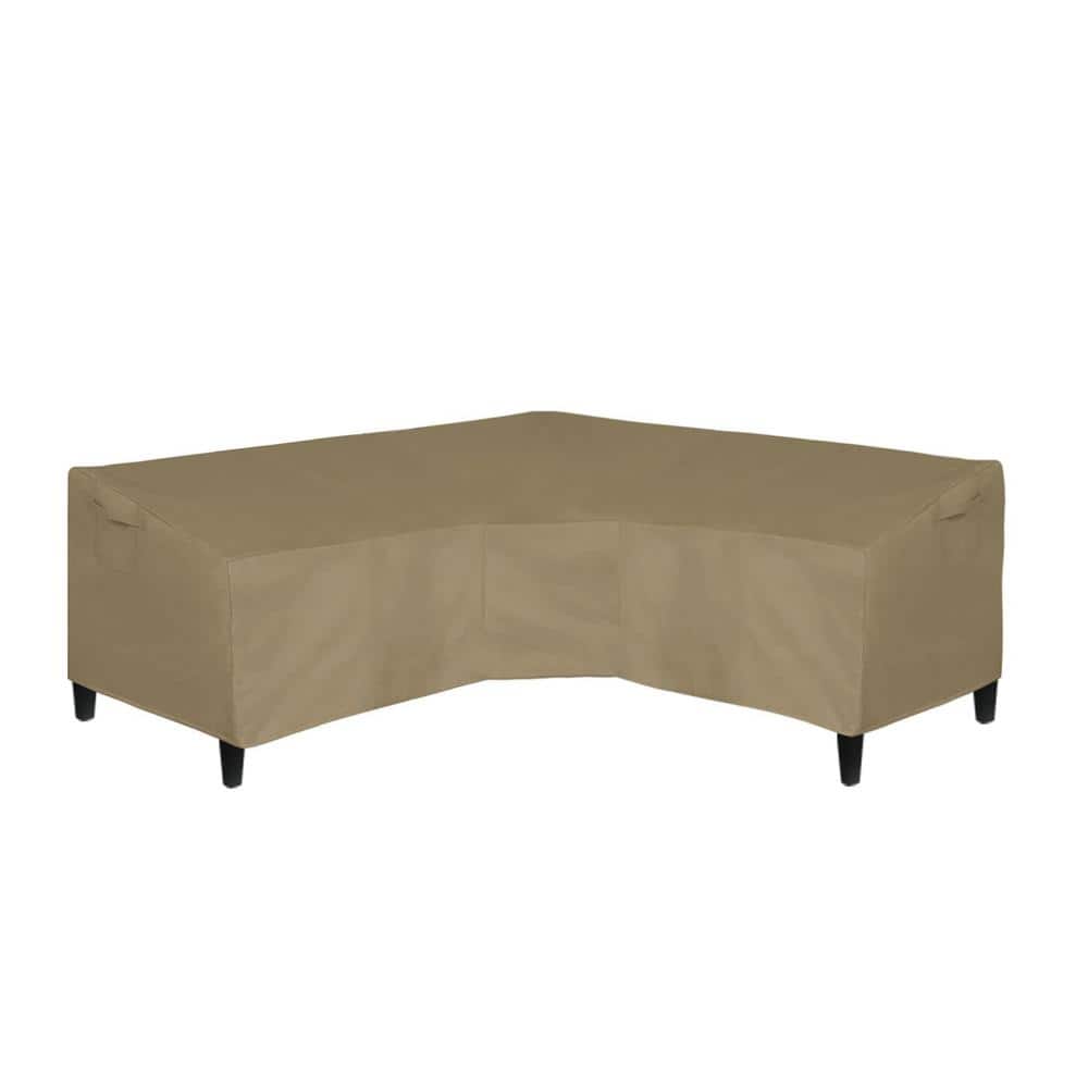 89 in. x 89 in. Heavy Duty 600D Waterproof Outdoor V-Shaped Sectional Sofa Cover with Air Vent for Garden Yard, Camel price history on PriceWatchPro