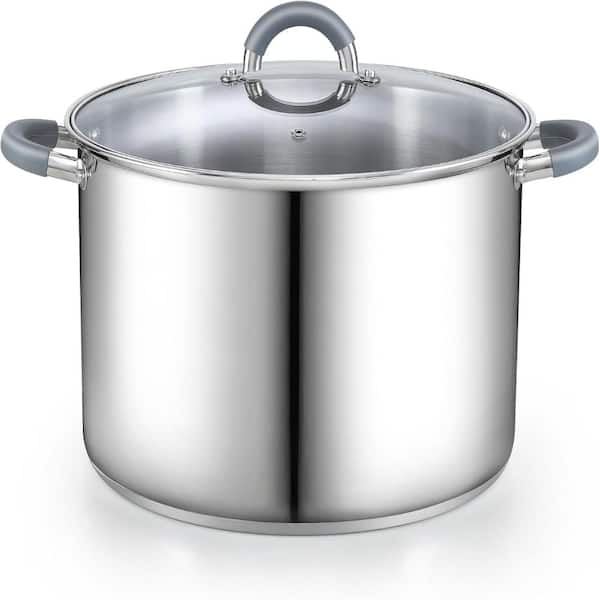 16 Quart Basic Stainless Steel Cooking Gumbo Soup Pot  Large Stock Pot with Lid