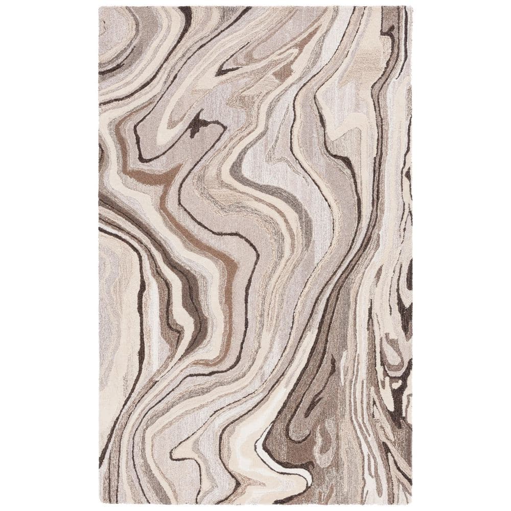 Metro 3 ft. x 5 ft. Brown/Ivory Wavy Abstract Marble Area Rug price history on PriceWatchPro