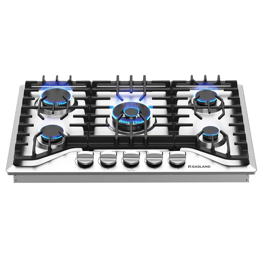 30 in. NG/LPG Convertible Gas Cooktop in Stainless Steel with 5-Burner with Thermocouple Protection