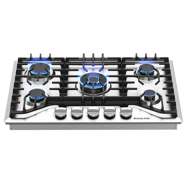 GASLAND 30 in. NG/LPG Convertible Gas Cooktop in Stainless Steel with 5-Burner with Thermocouple Protection