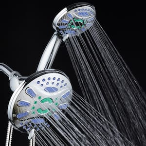 Antimicrobial 48-Spray 7 in. High Pressure 3-Way Dual Rain Shower Head and Handheld Shower Head Combo in Chrome