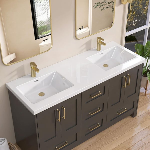 Zeafive 60 in. W x 22 in. D Solid Surface Vanity Top in Pure White