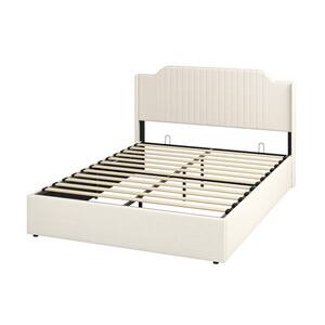 Fabiola White 64.5 in. Hydraulic Lift up Storage Upholstered Platform Bed