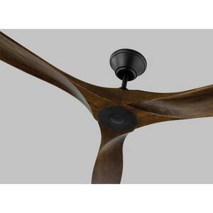 Maverick Max 70 in. Modern Indoor/Outdoor Matte Black Ceiling Fan with Dark Walnut Balsa Blades and Remote Control