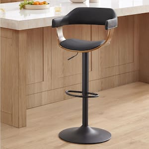 Retro Gray Faux Leather Swivel Adjustable Height Bar Stool, 35.43"-43.7" Height with Low Back