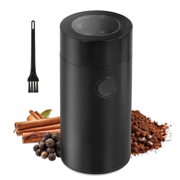 Tileon Black Stainless Steel Home Spice Grinder, Portable Coffee Bean Grinder with Overheat Protection and Cleaning Brush
