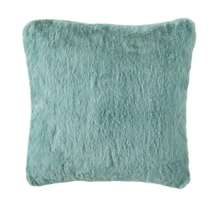 Piper Blue Faux Rabbit Fur 20 in. x 20 in. Square Throw Pillow