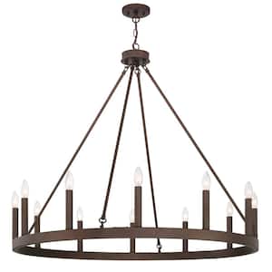 12-Light Oil Rubbed Bronze Candle Style Wagon Wheel Chandelier