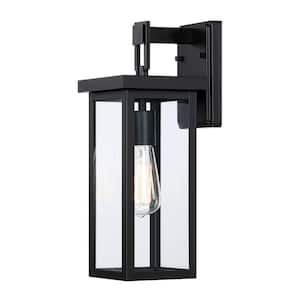 1-Light Black Cuboid Outdoor Wall Light