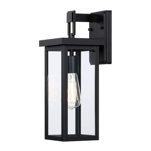 1-Light Black Cuboid Outdoor Wall Light