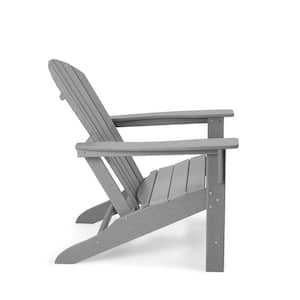 Curveback Gray Plastic Resin Outdoor Patio Adirondack Chair