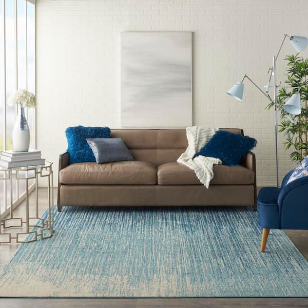 Passion Navy/Light Blue 8 ft. x 10 ft. Abstract Geometric Contemporary Area Rug