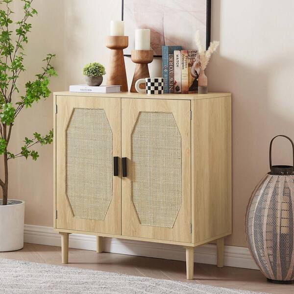 【vani】キャビネット 31.5 in. W x 15.8 in. D x 34.6 in. H Natural Yellow Linen Cabinet