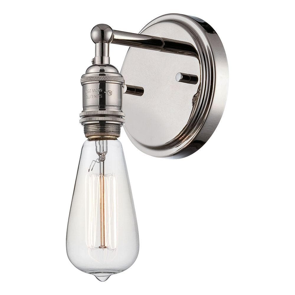 Minimalist Industrial 9" Polished Nickel Vintage Wall Sconce