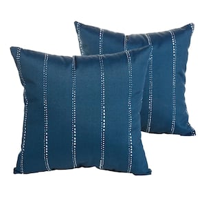 Navy Dotted Stripes Outdoor Knife Edge Throw Pillows (2-Pack)