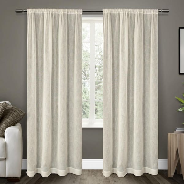 EXCLUSIVE HOME Belgian RP Snowflake Solid Sheer Rod Pocket Curtain, 50 in. W x 84 in. L (Set of 2)