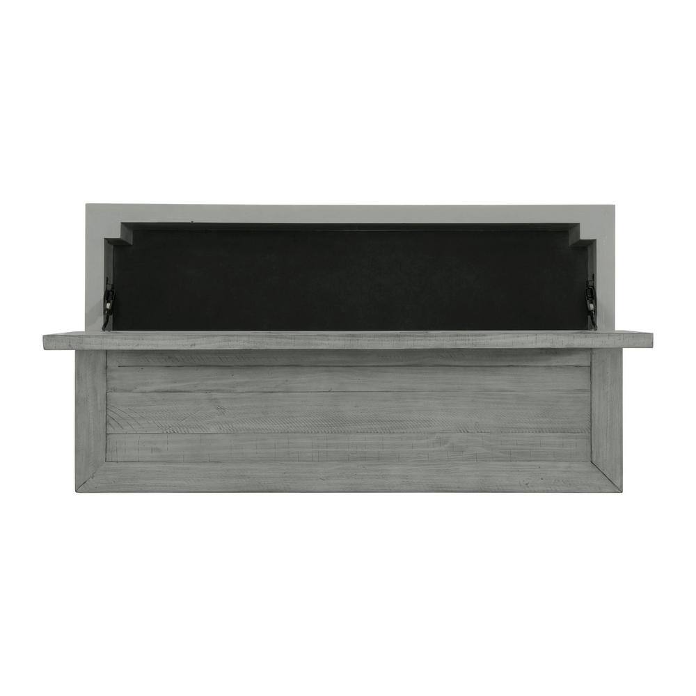 Dove Grey Solid Pine Lift-Top Trunk Coffee Table with Storage