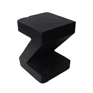 Black Z Shape Concrete 16.75 in Outdoor Side Table Accent Table